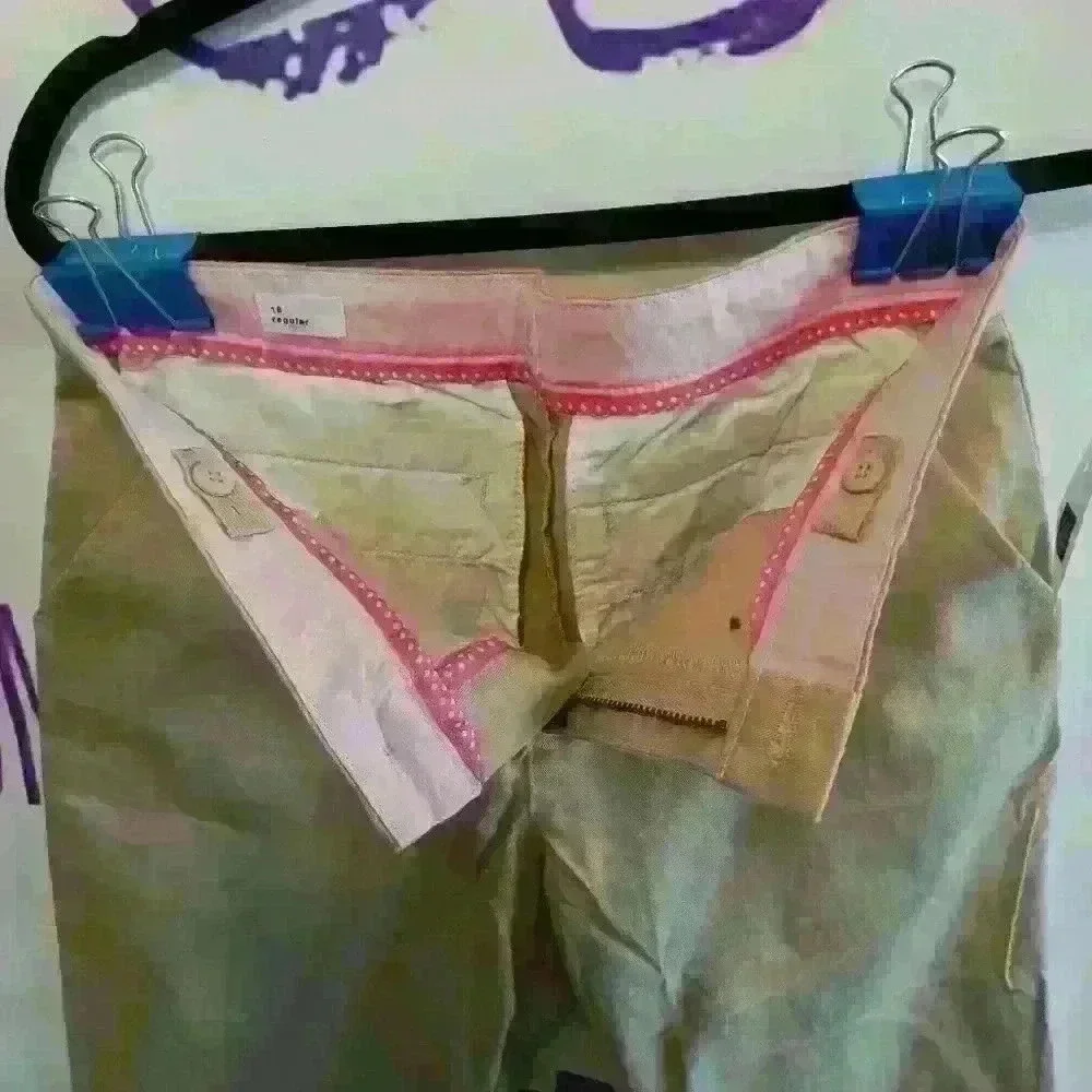 Gap kids size 18 regular khaki pants with pink waistband new w tags size 18